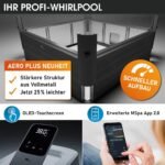 BRAST Whirlpool MSpa Oslo Aero Plus XXL mit Fester Außenwand | LED-Beleuchtung 20 einstellbare Farben für 6 Personen | 180x180x65cm | 140 Massagedüsen | Ganzjähriger Einsatz Winterfest | In & Outdoor