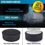 BRAST Whirlpool aufblasbar MSpa Aurora mit LED-Beleuchtung für 6 Personen Ø204x70cm In- Outdoor Pool 138 Massagedüsen Energiespar-Timer Heizung Bubble Wellness Massage