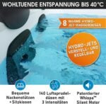 BRAST Whirlpool MSpa Oslo Aero Plus XXL mit Fester Außenwand | LED-Beleuchtung 20 einstellbare Farben für 6 Personen | 180x180x65cm | 140 Massagedüsen | Ganzjähriger Einsatz Winterfest | In & Outdoor