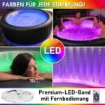 BRAST Whirlpool aufblasbar MSpa Aurora mit LED-Beleuchtung für 6 Personen Ø204x70cm In- Outdoor Pool 138 Massagedüsen Energiespar-Timer Heizung Bubble Wellness Massage