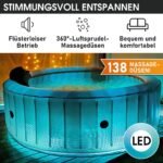 BRAST Whirlpool aufblasbar MSpa Starry mit LED Beleuchtung für 6 Personen Ø204x70cm In- Outdoor Pool 138 Massagedüsen Energiespar-Timer Heizung Bubble Wellness Massage