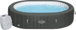 Bestway® Lay-Z-SPA® XXL-Whirlpool Mauritius AirJet™ mit App-Steuerung, für 7 Personen Ø 270 x 180 x 71 cm, Holz-Optik (Basaltgrau)