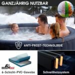 BRAST Whirlpool aufblasbar MSpa Aurora mit LED-Beleuchtung für 6 Personen Ø204x70cm In- Outdoor Pool 138 Massagedüsen Energiespar-Timer Heizung Bubble Wellness Massage