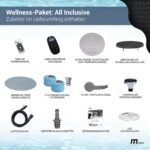Miweba MSpa Whirlpool Outdoor Aurora | RGB LED Beleuchtung - 6 Personen Pool aufblasbar - UVC+ Wasserreinigung - Spa ⌀ 204.0 cm - Aufstellpool mit Fernbedienung - Hot Tub - Aufblasbarer Whirlpool