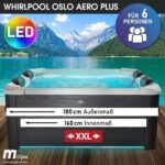 BRAST Whirlpool MSpa Oslo Aero Plus XXL mit Fester Außenwand | LED-Beleuchtung 20 einstellbare Farben für 6 Personen | 180x180x65cm | 140 Massagedüsen | Ganzjähriger Einsatz Winterfest | In & Outdoor