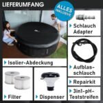 BRAST Whirlpool aufblasbar MSpa Starry mit LED Beleuchtung für 6 Personen Ø204x70cm In- Outdoor Pool 138 Massagedüsen Energiespar-Timer Heizung Bubble Wellness Massage
