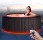 Miweba MSpa Whirlpool Outdoor Aurora | RGB LED Beleuchtung - 6 Personen Pool aufblasbar - UVC+ Wasserreinigung - Spa ⌀ 204.0 cm - Aufstellpool mit Fernbedienung - Hot Tub - Aufblasbarer Whirlpool