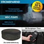 BRAST Whirlpool aufblasbar MSpa Starry mit LED Beleuchtung für 6 Personen Ø204x70cm In- Outdoor Pool 138 Massagedüsen Energiespar-Timer Heizung Bubble Wellness Massage