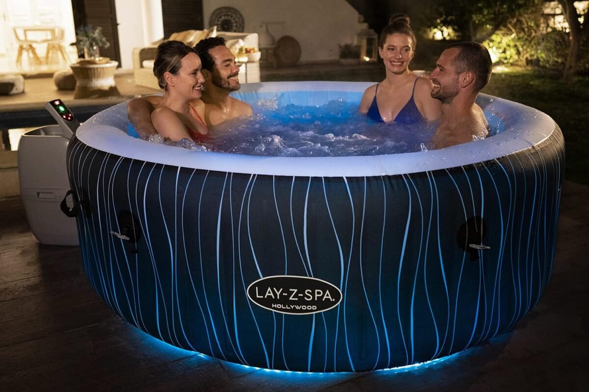 Bestway® Lay-Z-SPA® LED-Whirlpool Hollywood AirJet™ für 6 Personen Ø 196 x 66 cm, LED-Design