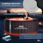 Miweba MSpa Whirlpool Outdoor Aurora | RGB LED Beleuchtung - 6 Personen Pool aufblasbar - UVC+ Wasserreinigung - Spa ⌀ 204.0 cm - Aufstellpool mit Fernbedienung - Hot Tub - Aufblasbarer Whirlpool